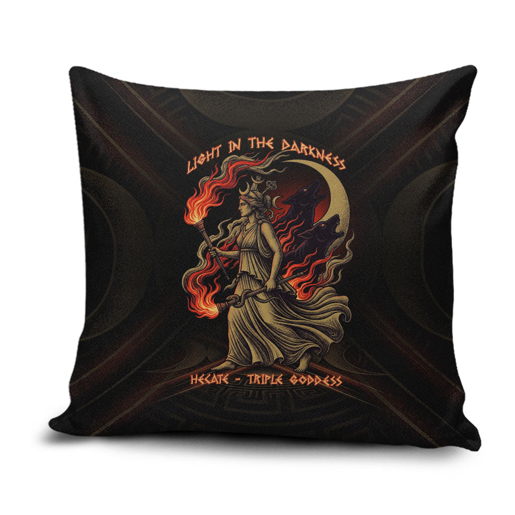 Hecate Triple Goddess Pillow Cover Greek Hecate Flaming Torches Key Snake And Hounds