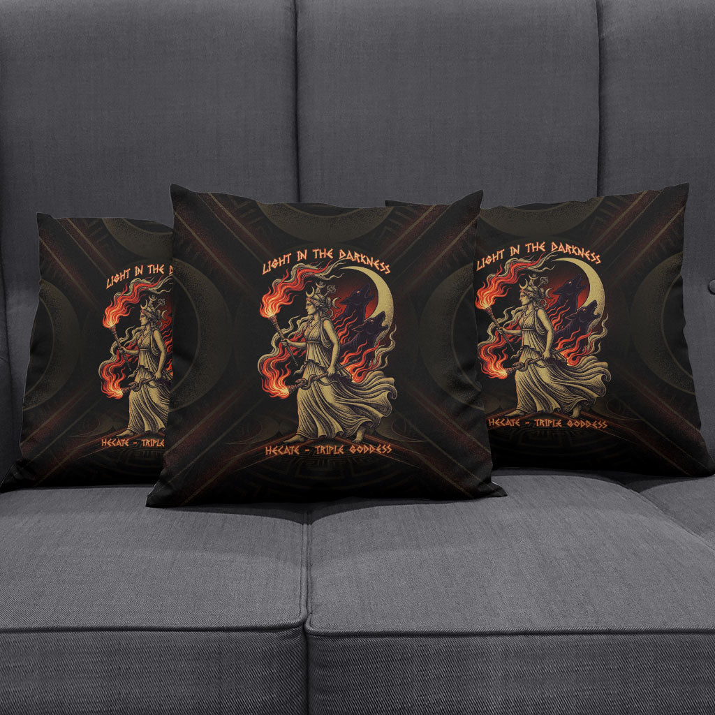 Hecate Triple Goddess Pillow Cover Greek Hecate Flaming Torches Key Snake And Hounds