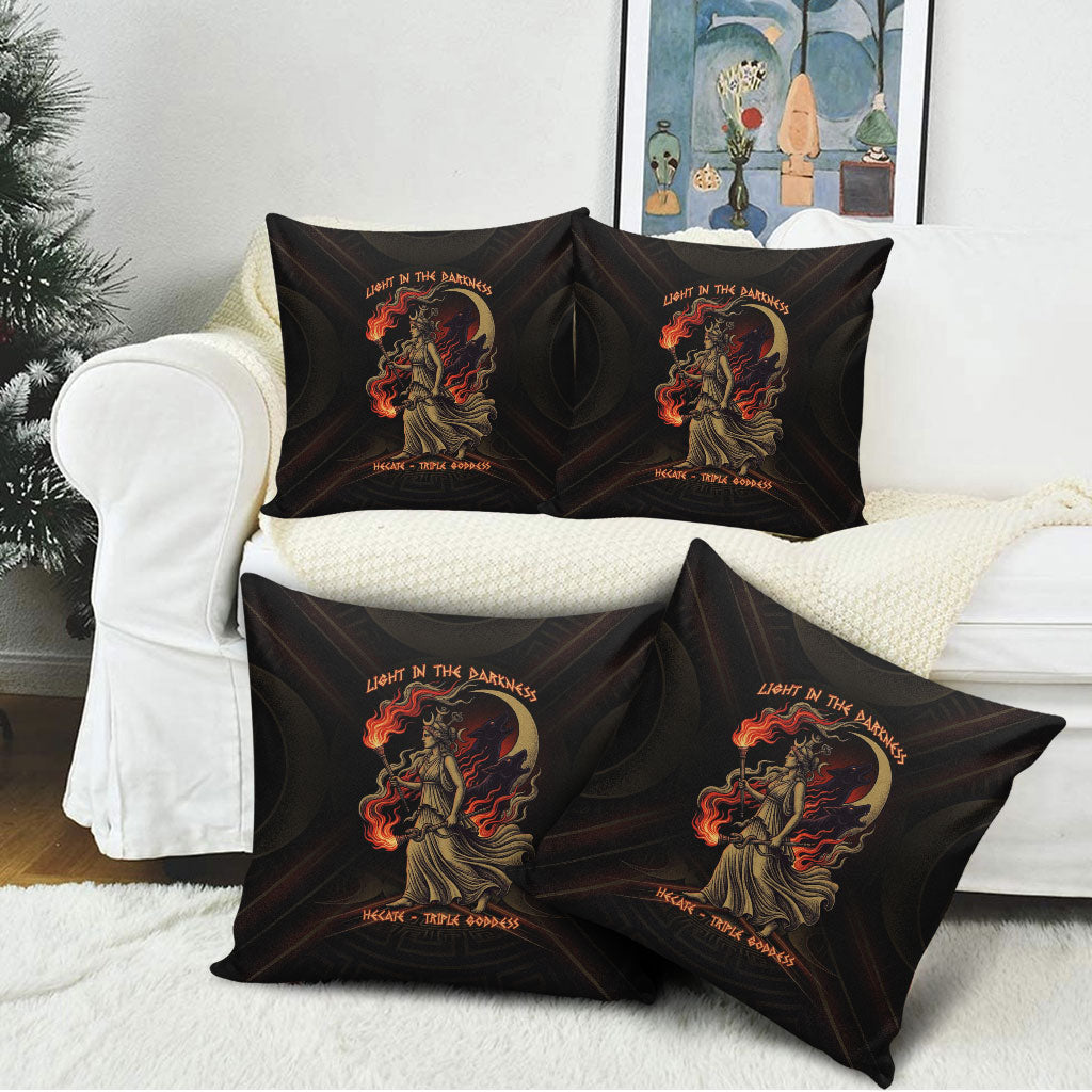 Hecate Triple Goddess Pillow Cover Greek Hecate Flaming Torches Key Snake And Hounds