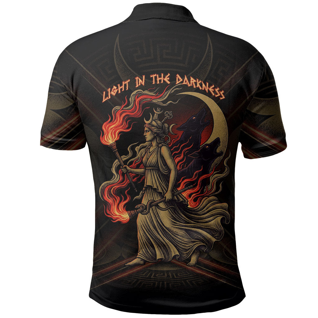 Hecate Triple Goddess Polo Shirt Greek Hecate Flaming Torches Key Snake And Hounds