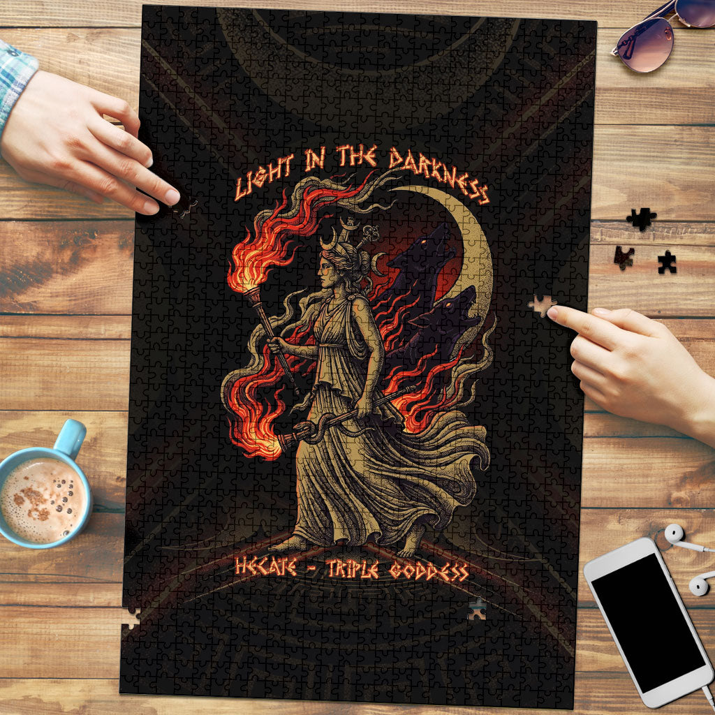 Hecate Triple Goddess Puzzle Greek Hecate Flaming Torches Key Snake And Hounds