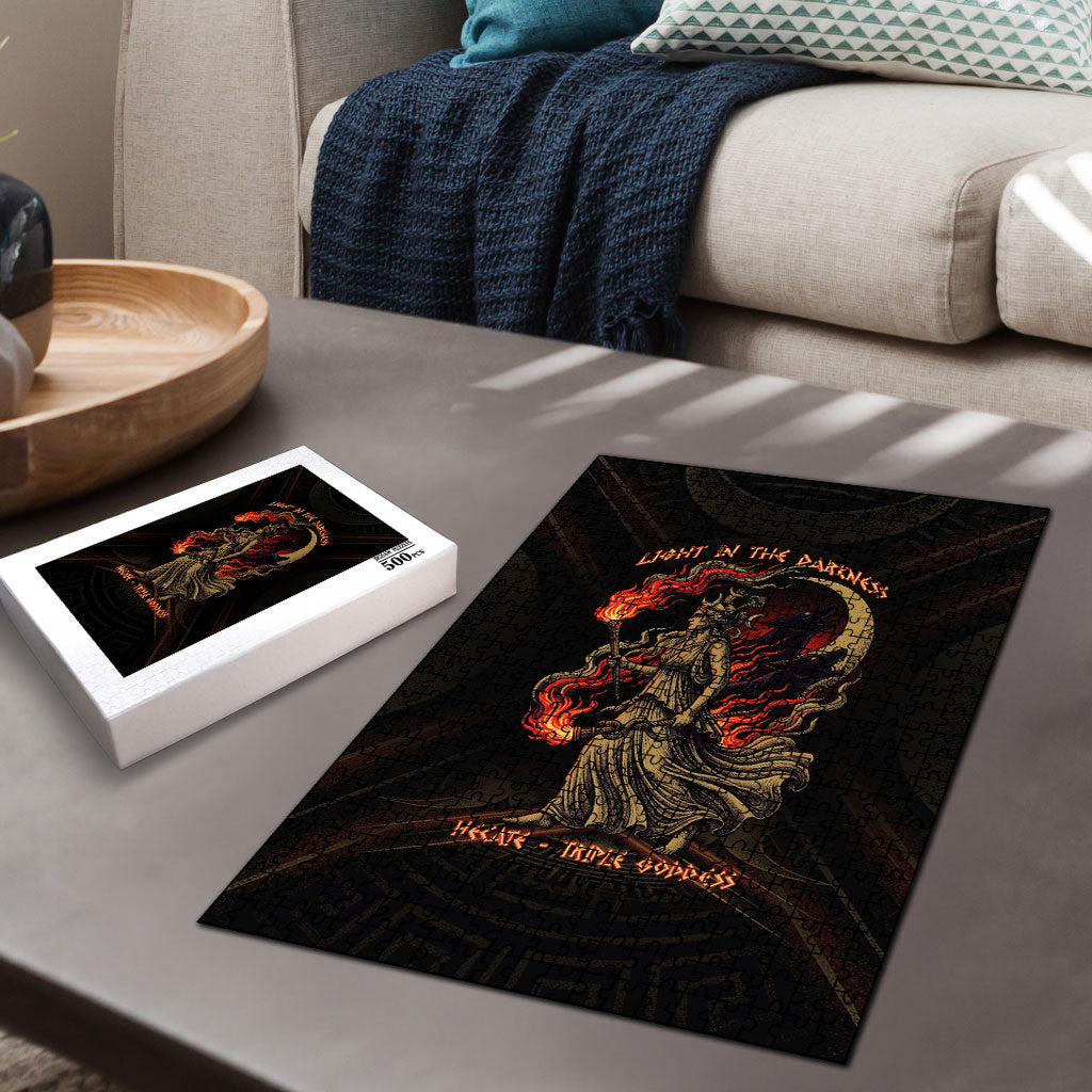 Hecate Triple Goddess Puzzle Greek Hecate Flaming Torches Key Snake And Hounds