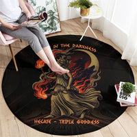 Hecate Triple Goddess Round Carpet Greek Hecate Flaming Torches Key Snake And Hounds