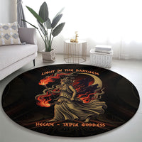 Hecate Triple Goddess Round Carpet Greek Hecate Flaming Torches Key Snake And Hounds