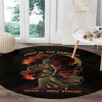 Hecate Triple Goddess Round Carpet Greek Hecate Flaming Torches Key Snake And Hounds