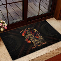 Hecate Triple Goddess Rubber Doormat Greek Hecate Flaming Torches Key Snake And Hounds