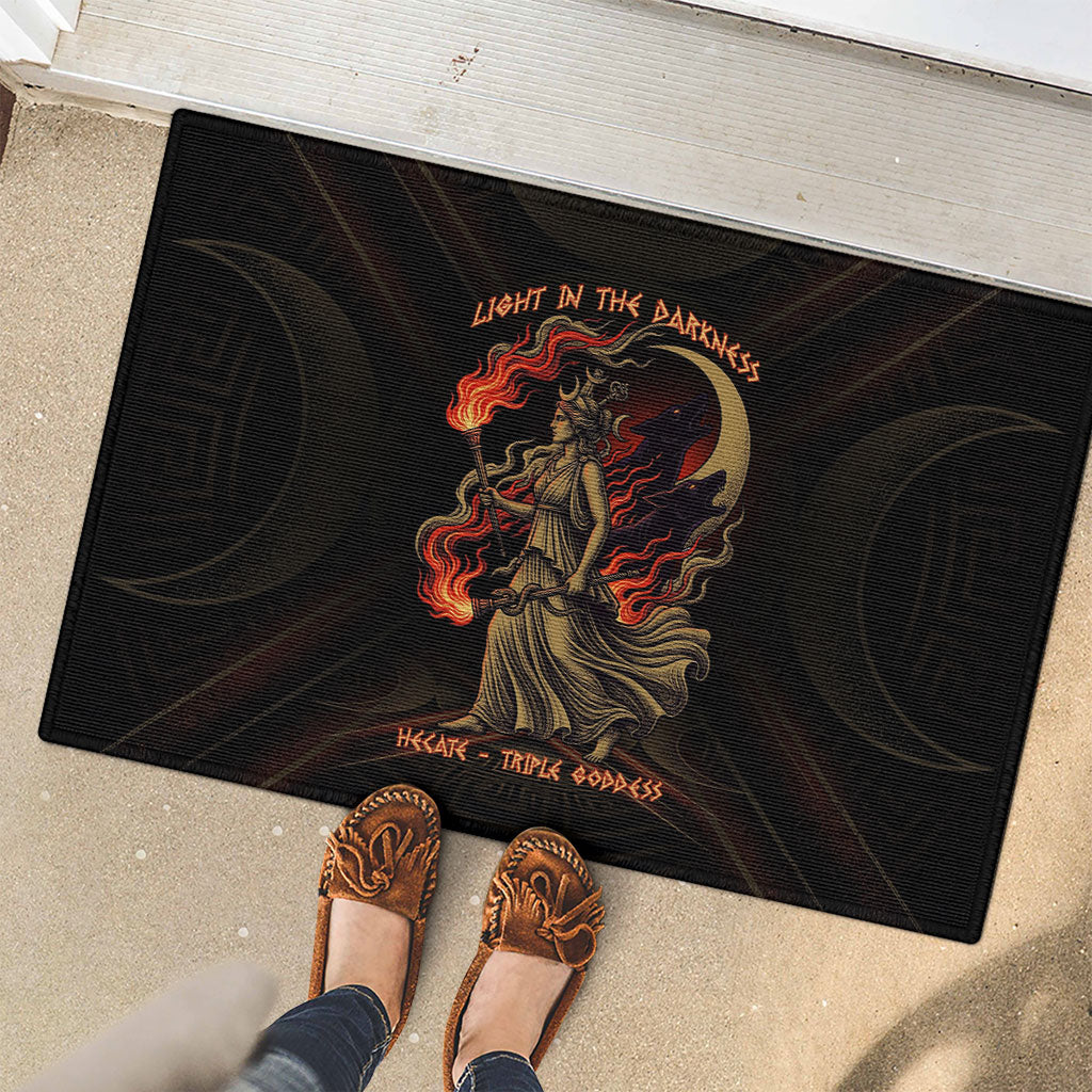 Hecate Triple Goddess Rubber Doormat Greek Hecate Flaming Torches Key Snake And Hounds