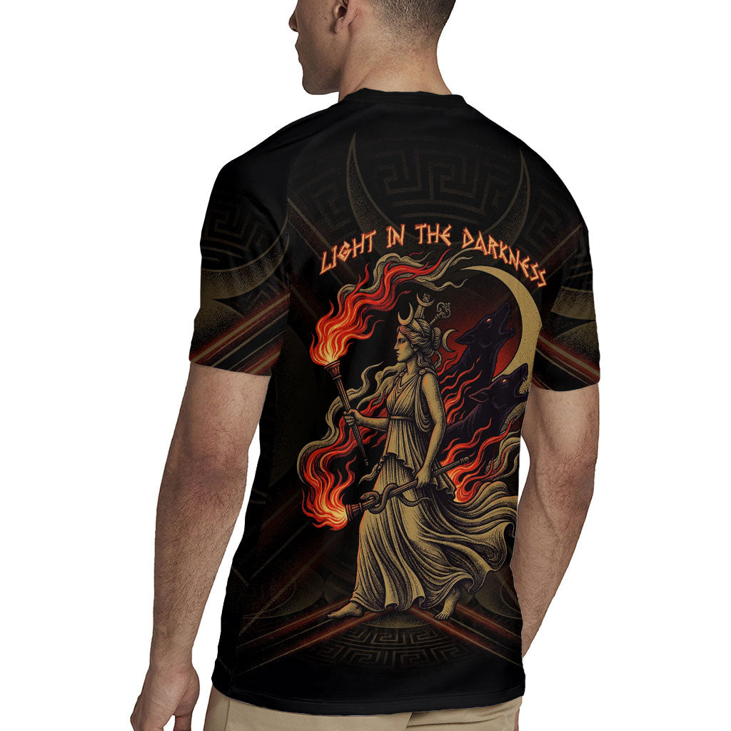 Hecate Triple Goddess Rugby Jersey Greek Hecate Flaming Torches Key Snake And Hounds