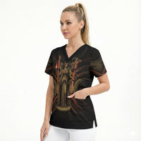 Hecate Triple Goddess Scrub Top Greek Hecate Flaming Torches Key Snake And Hounds