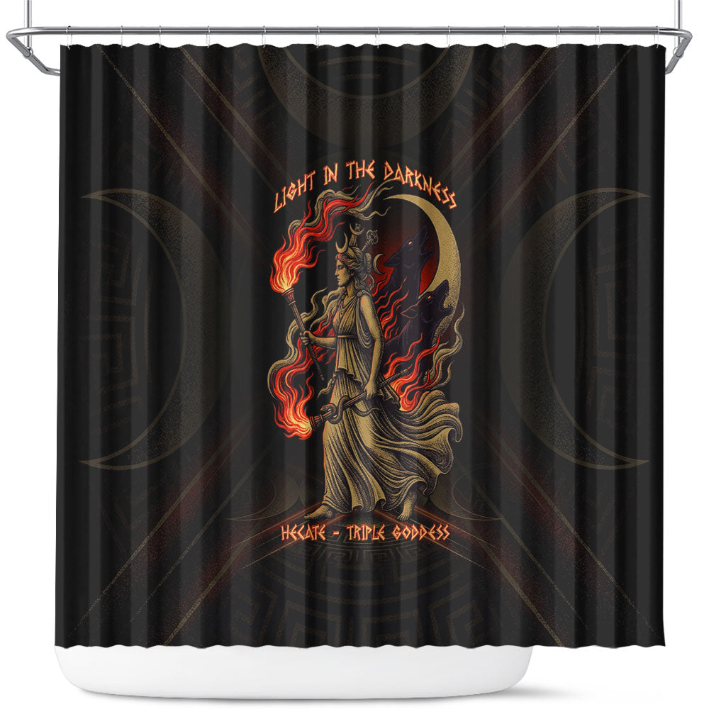 Hecate Triple Goddess Shower Curtain Greek Hecate Flaming Torches Key Snake And Hounds