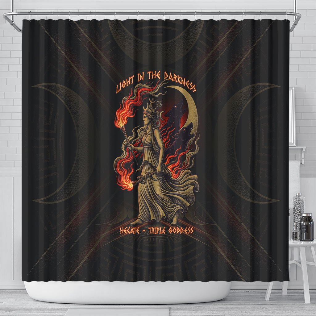 Hecate Triple Goddess Shower Curtain Greek Hecate Flaming Torches Key Snake And Hounds