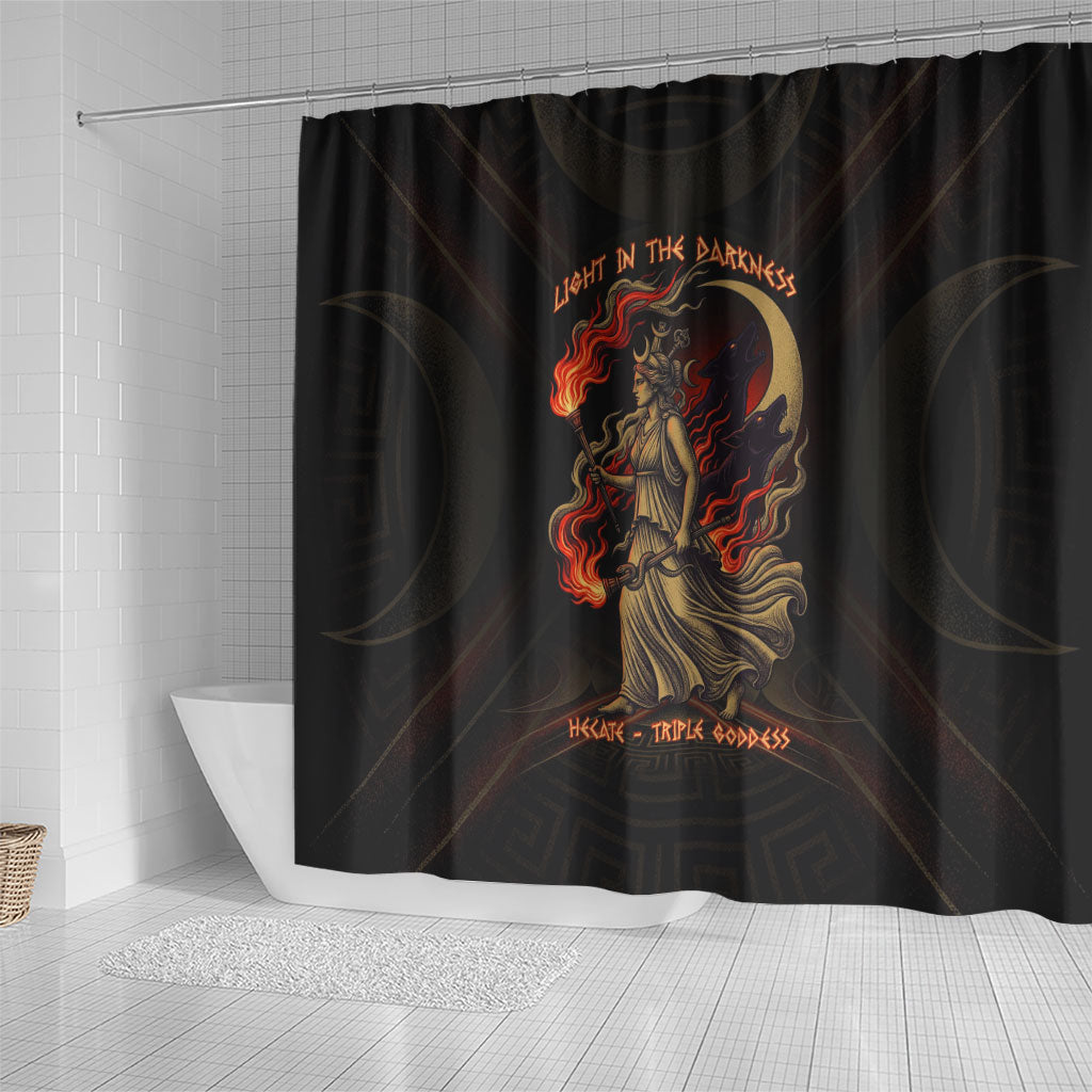 Hecate Triple Goddess Shower Curtain Greek Hecate Flaming Torches Key Snake And Hounds