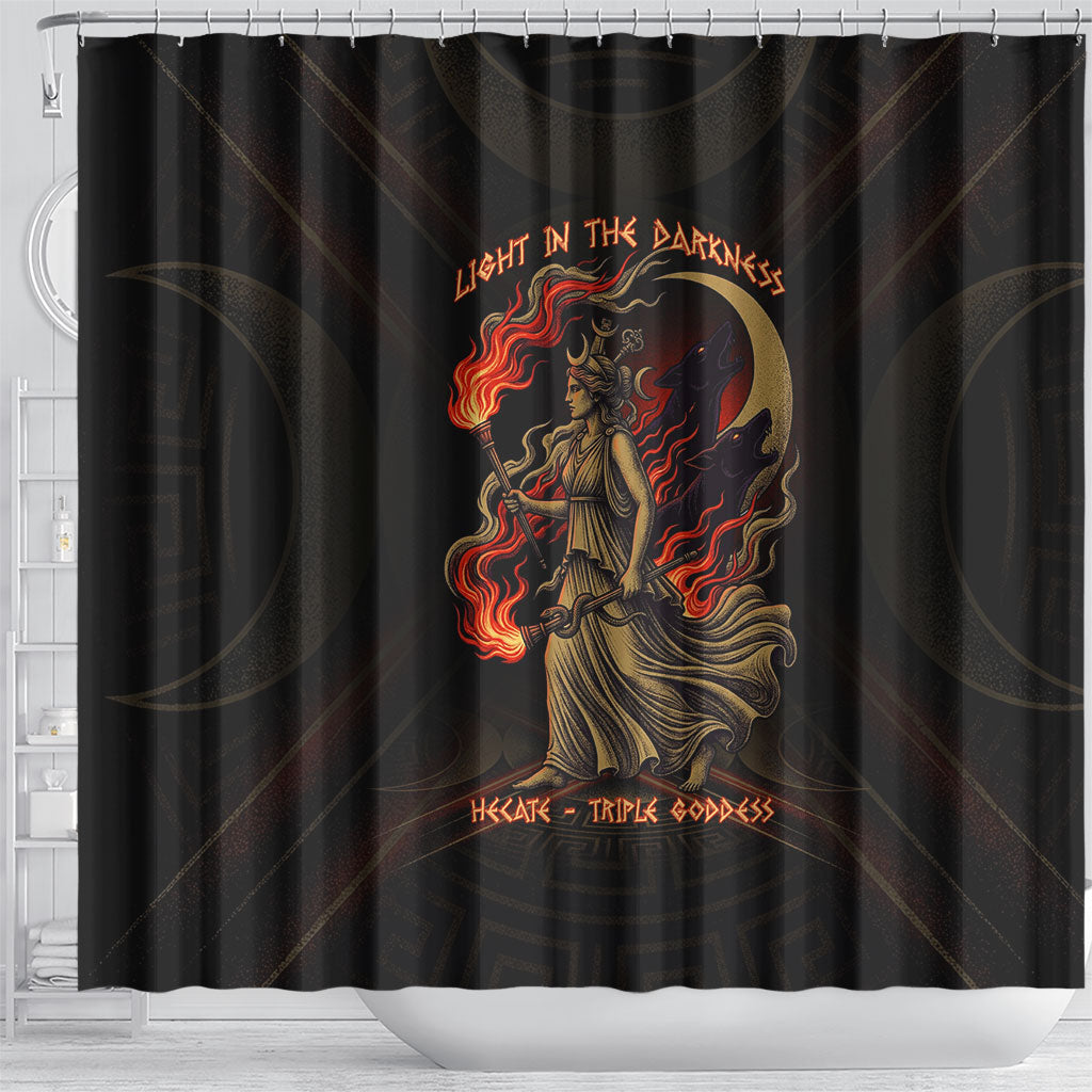 Hecate Triple Goddess Shower Curtain Greek Hecate Flaming Torches Key Snake And Hounds