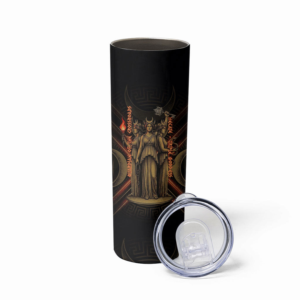 Hecate Triple Goddess Skinny Tumbler Greek Hecate Flaming Torches Key Snake And Hounds