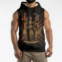 Hecate Triple Goddess Sleeveless Hoodie Greek Hecate Flaming Torches Key Snake And Hounds