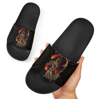 Hecate Triple Goddess Slide Sandals Greek Hecate Flaming Torches Key Snake And Hounds
