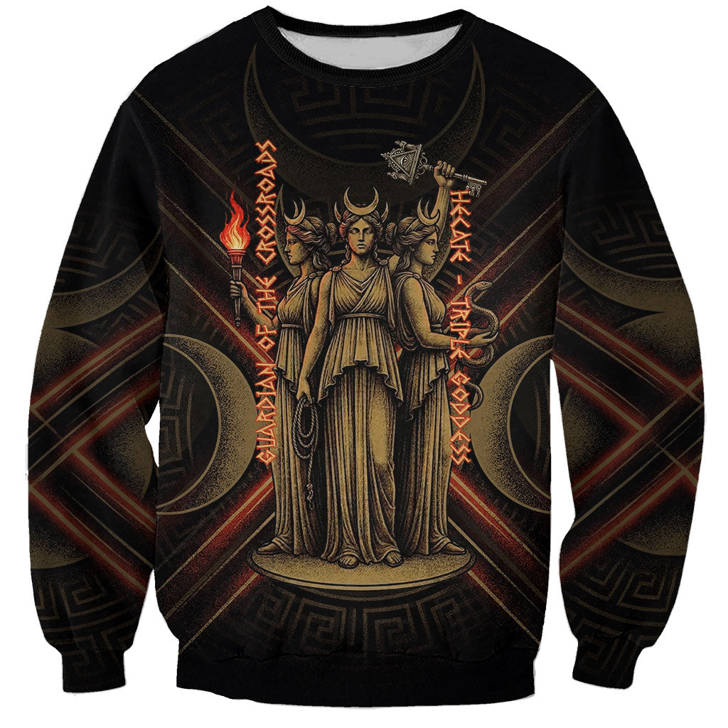 Hecate Triple Goddess Sweatshirt Greek Hecate Flaming Torches Key Snake And Hounds