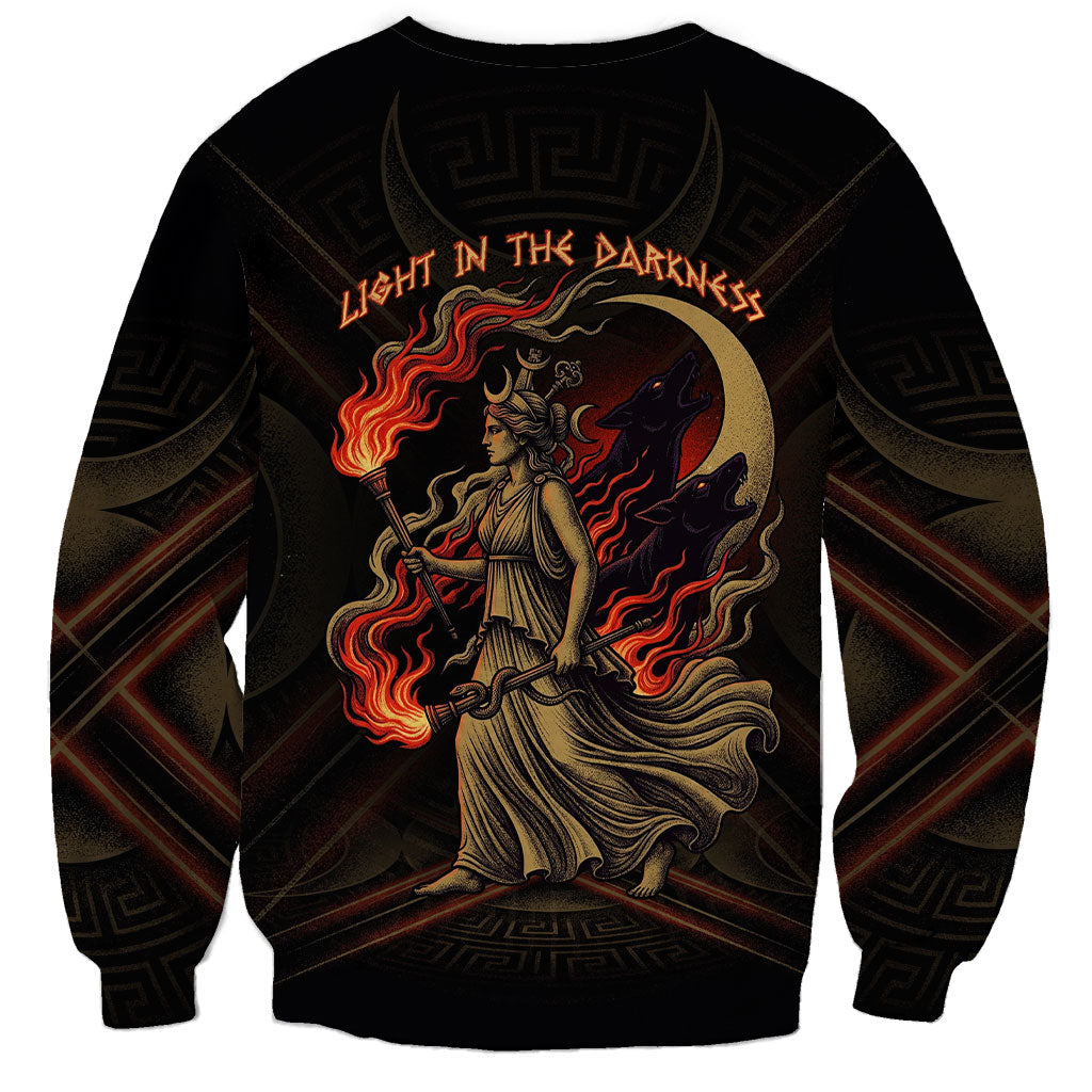 Hecate Triple Goddess Sweatshirt Greek Hecate Flaming Torches Key Snake And Hounds