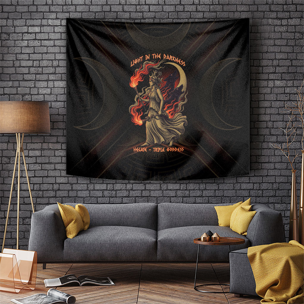 Hecate Triple Goddess Tapestry Greek Hecate Flaming Torches Key Snake And Hounds