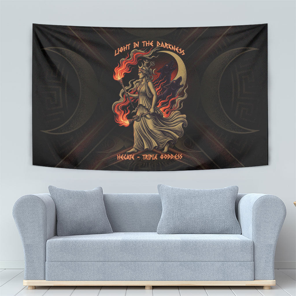 Hecate Triple Goddess Tapestry Greek Hecate Flaming Torches Key Snake And Hounds