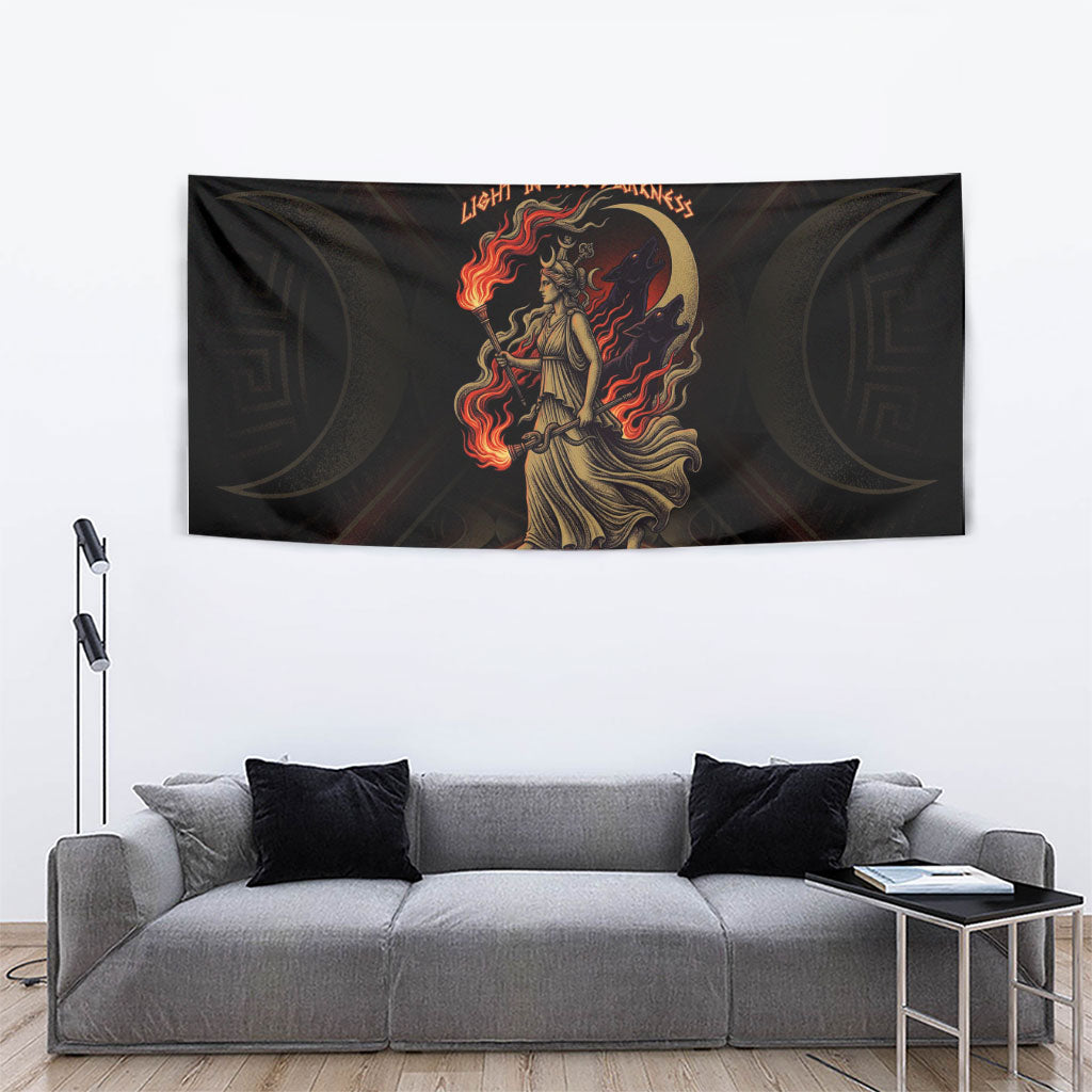 Hecate Triple Goddess Tapestry Greek Hecate Flaming Torches Key Snake And Hounds