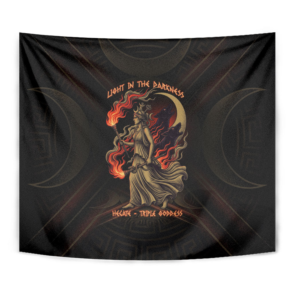 Hecate Triple Goddess Tapestry Greek Hecate Flaming Torches Key Snake And Hounds