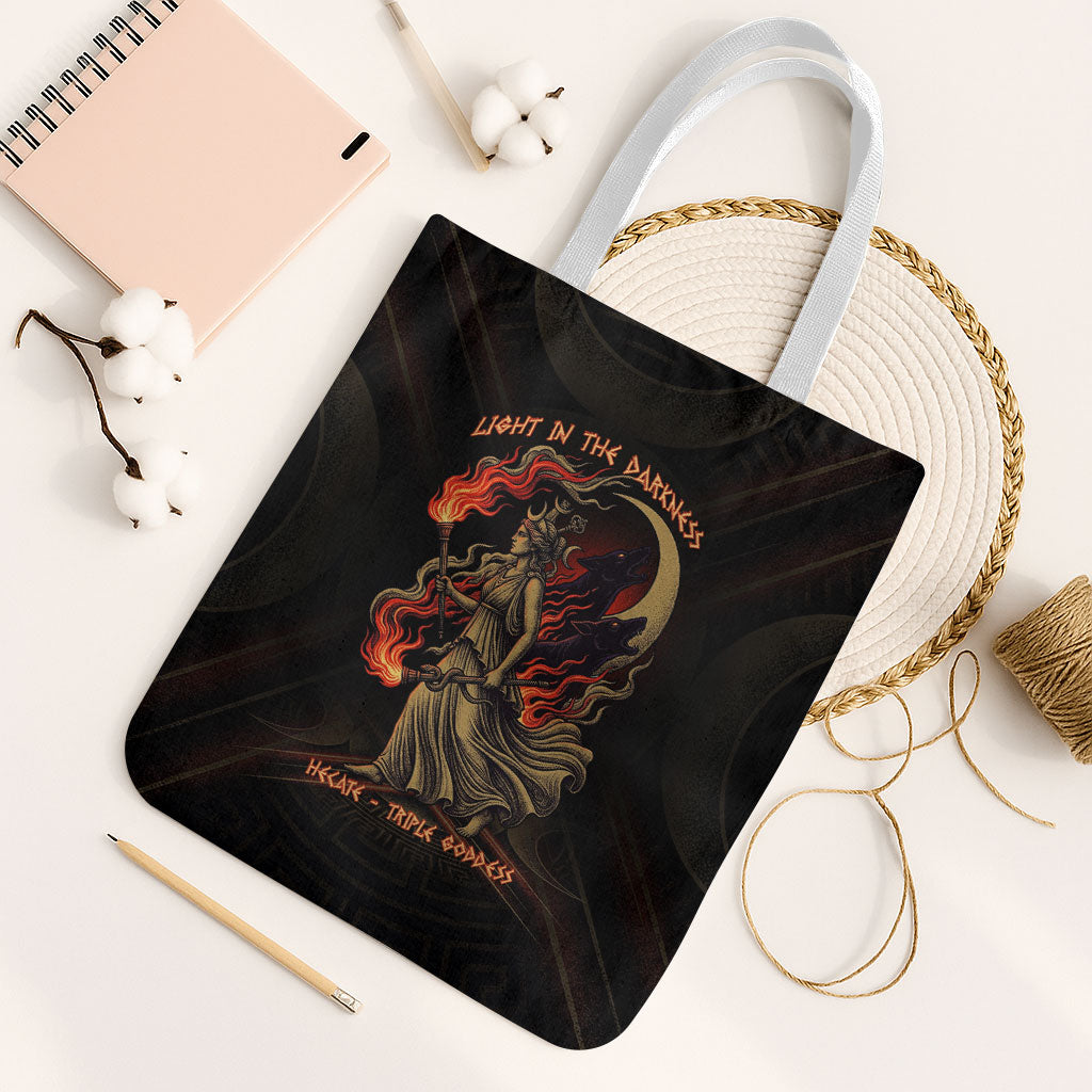 Hecate Triple Goddess Tote Bag Greek Hecate Flaming Torches Key Snake And Hounds
