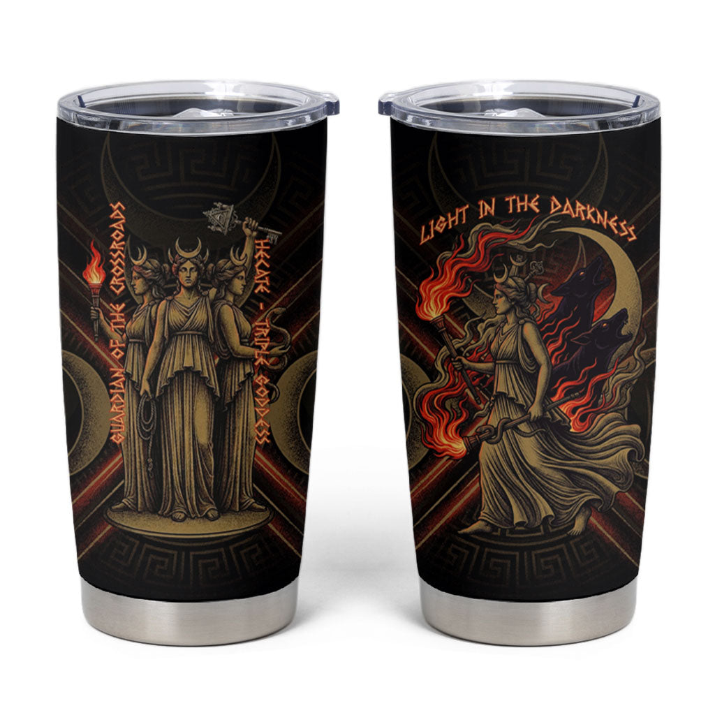 Hecate Triple Goddess Tumbler Cup Greek Hecate Flaming Torches Key Snake And Hounds