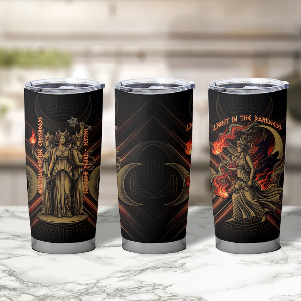 Hecate Triple Goddess Tumbler Cup Greek Hecate Flaming Torches Key Snake And Hounds