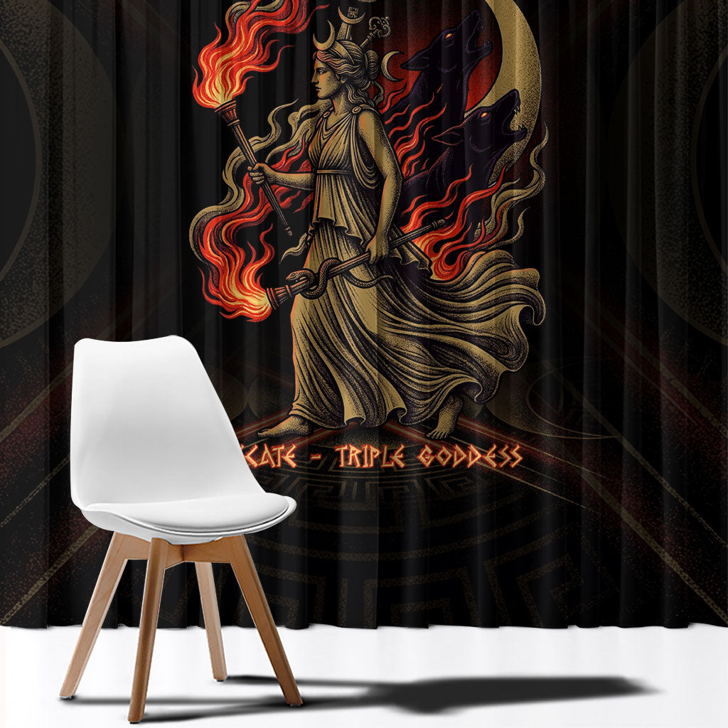 Hecate Triple Goddess Window Curtain Greek Hecate Flaming Torches Key Snake And Hounds