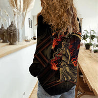 Hecate Triple Goddess Women Casual Shirt Greek Hecate Flaming Torches Key Snake And Hounds