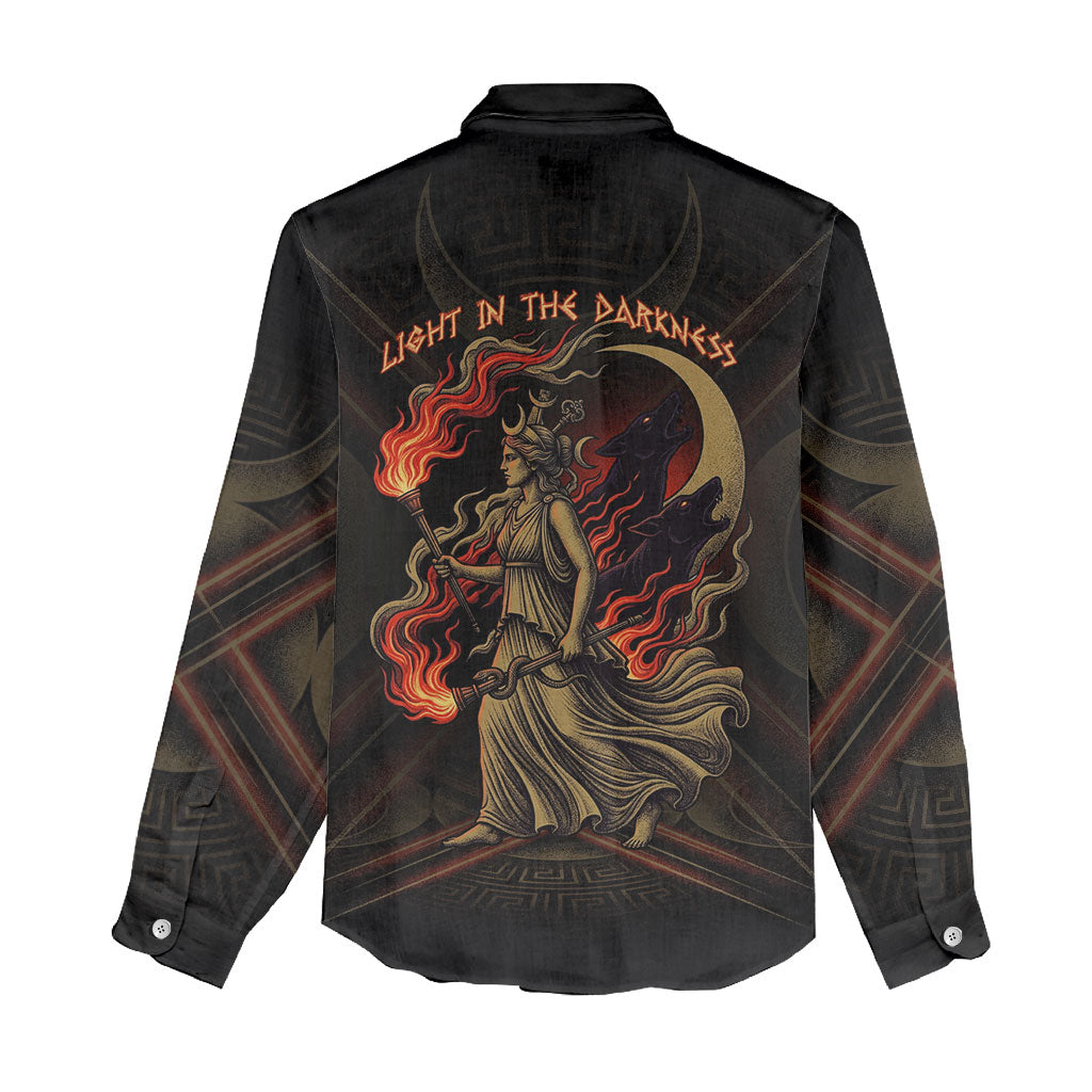 Hecate Triple Goddess Women Casual Shirt Greek Hecate Flaming Torches Key Snake And Hounds