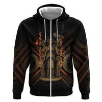 Hecate Triple Goddess Zip Hoodie Greek Hecate Flaming Torches Key Snake And Hounds