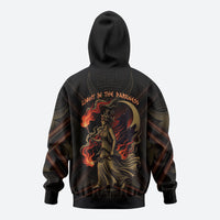 Hecate Triple Goddess Zip Hoodie Greek Hecate Flaming Torches Key Snake And Hounds