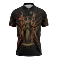 Hecate Triple Goddess Zipper Polo Shirt Greek Hecate Flaming Torches Key Snake And Hounds