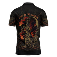 Hecate Triple Goddess Zipper Polo Shirt Greek Hecate Flaming Torches Key Snake And Hounds