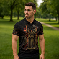 Hecate Triple Goddess Zipper Polo Shirt Greek Hecate Flaming Torches Key Snake And Hounds