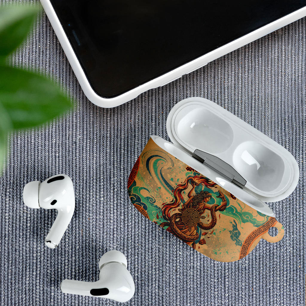 Hecate Goddess Of Witchcraft AirPods Case Hecate Flaming Torch Serpent And Strophalos Wheel Greek
