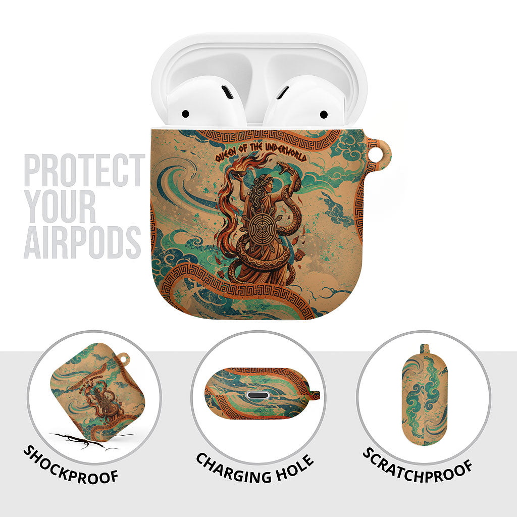 Hecate Goddess Of Witchcraft AirPods Case Hecate Flaming Torch Serpent And Strophalos Wheel Greek