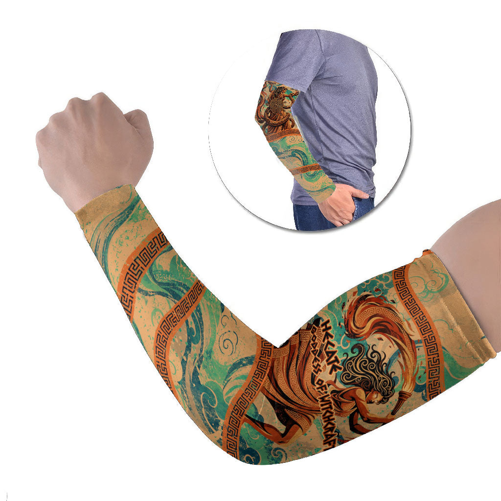 Hecate Goddess Of Witchcraft Arm Sleeves Hecate Flaming Torch Serpent And Strophalos Wheel Greek
