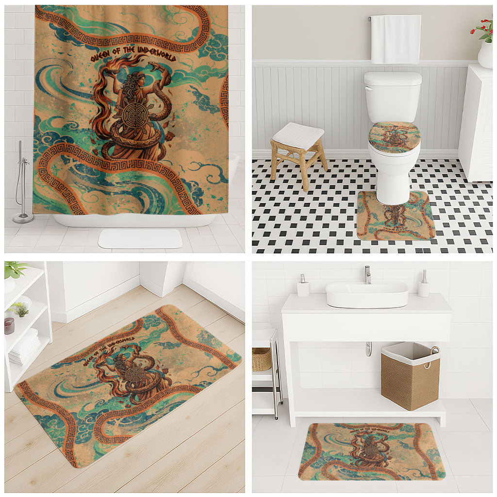 Hecate Goddess Of Witchcraft Bathroom Set Hecate Flaming Torch Serpent And Strophalos Wheel Greek