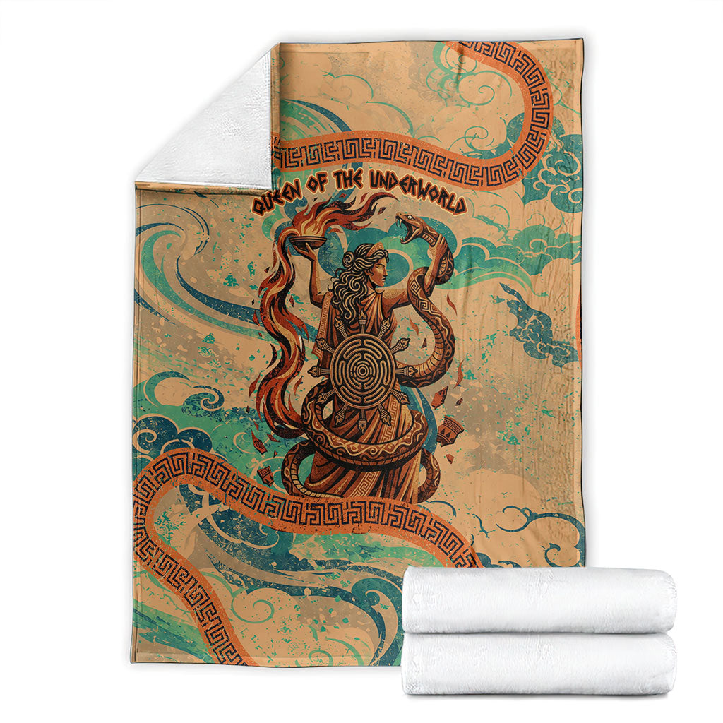 Hecate Goddess Of Witchcraft Blanket Hecate Flaming Torch Serpent And Strophalos Wheel Greek