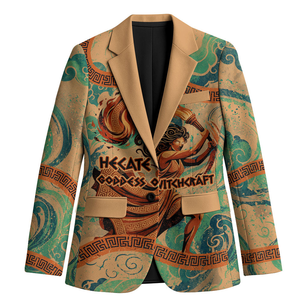 Hecate Goddess Of Witchcraft Blazer Hecate Flaming Torch Serpent And Strophalos Wheel Greek