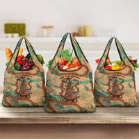 Hecate Goddess Of Witchcraft Grocery Bag Hecate Flaming Torch Serpent And Strophalos Wheel Greek