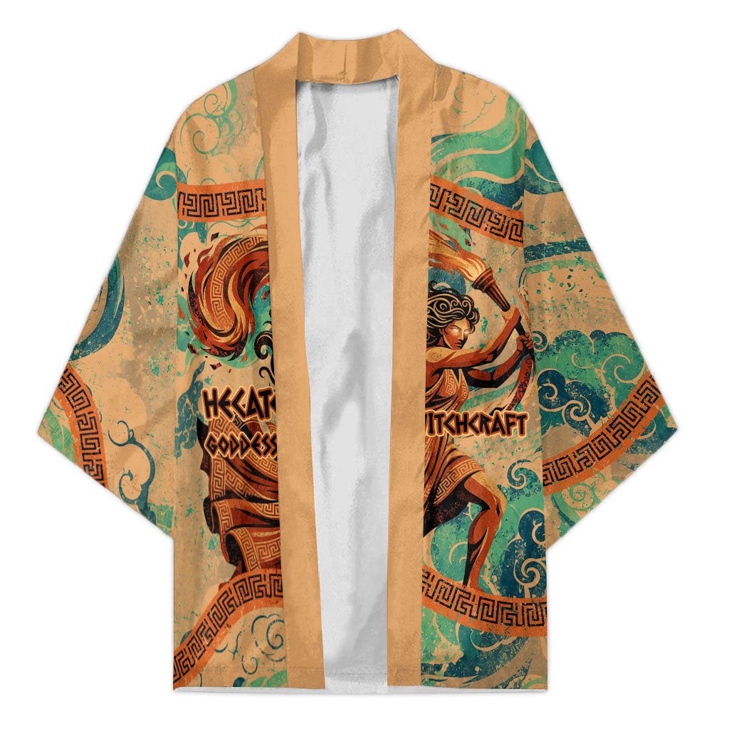 Hecate Goddess Of Witchcraft Kimono Hecate Flaming Torch Serpent And Strophalos Wheel Greek