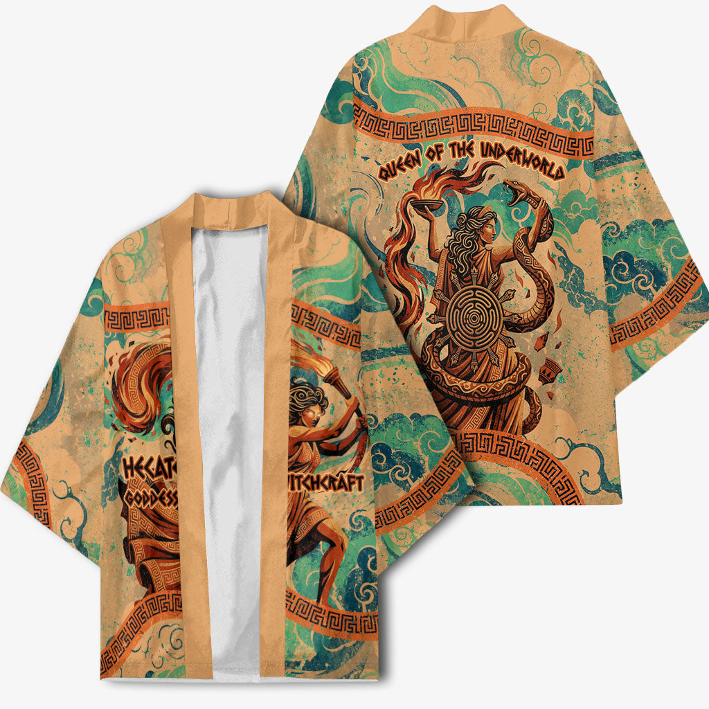 Hecate Goddess Of Witchcraft Kimono Hecate Flaming Torch Serpent And Strophalos Wheel Greek