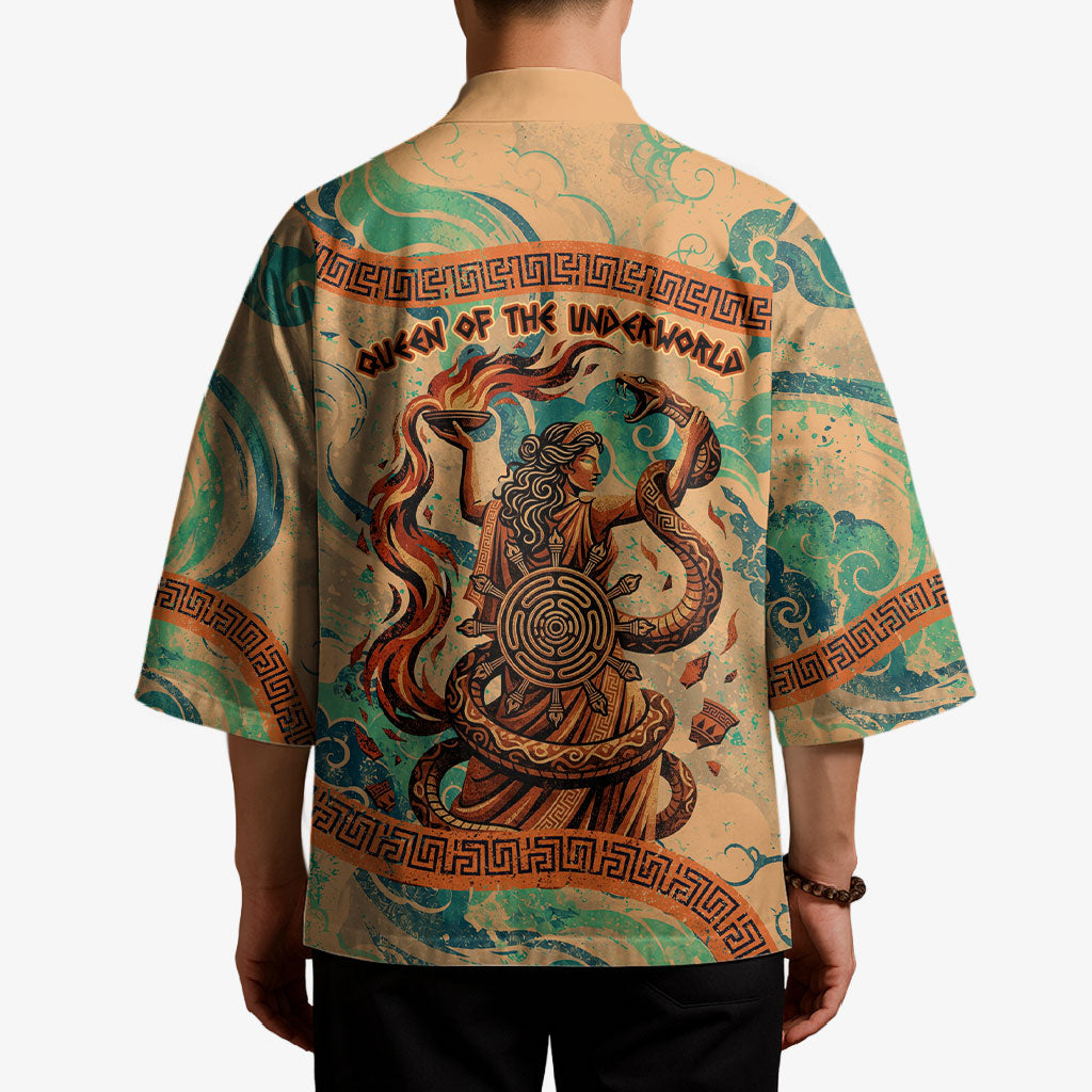 Hecate Goddess Of Witchcraft Kimono Hecate Flaming Torch Serpent And Strophalos Wheel Greek