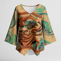 Hecate Goddess Of Witchcraft Kimono Sleeve Blouse Hecate Flaming Torch Serpent And Strophalos Wheel Greek