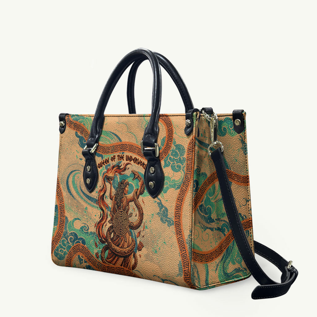 Hecate Goddess Of Witchcraft Leather Bag Hecate Flaming Torch Serpent And Strophalos Wheel Greek