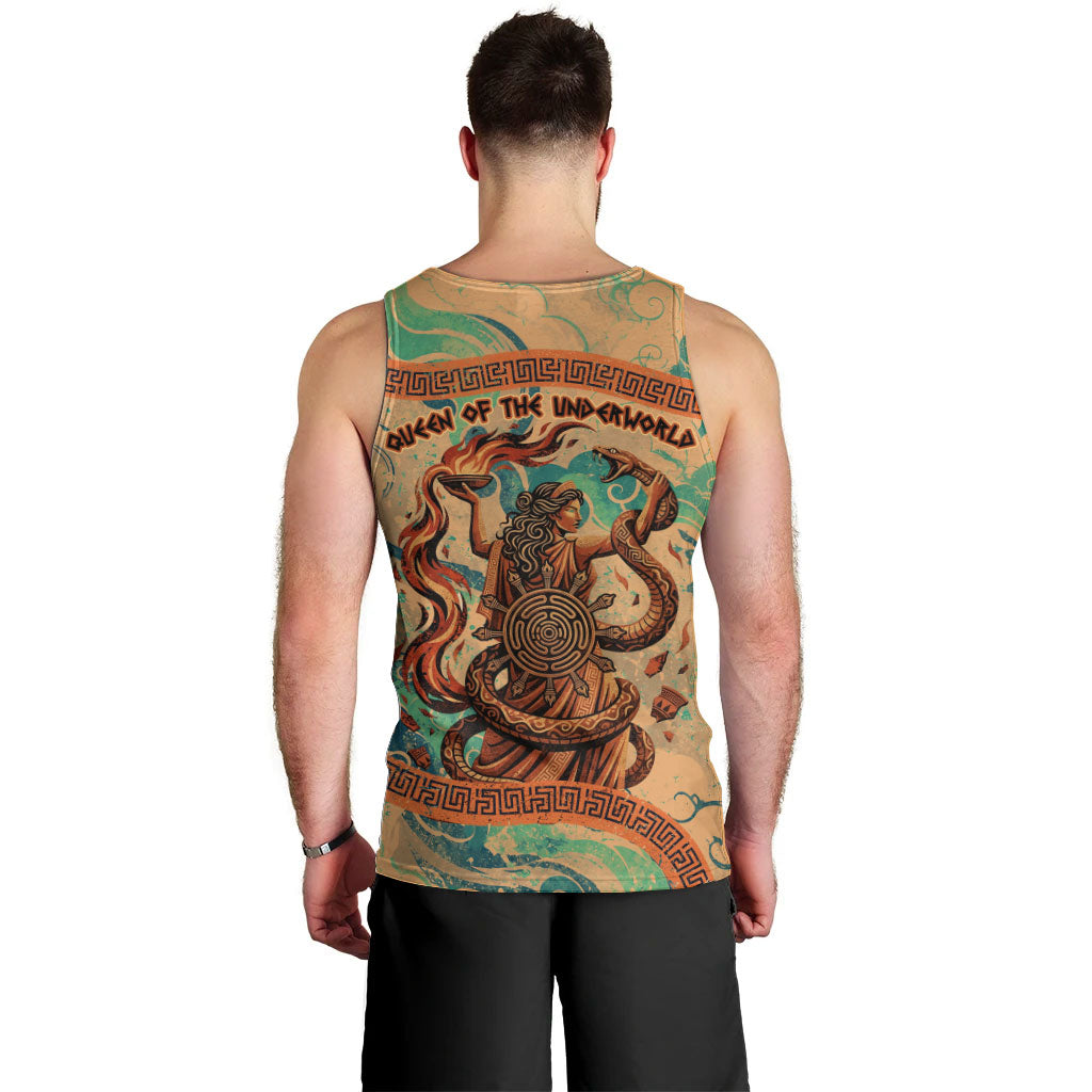Hecate Goddess Of Witchcraft Men Tank Top Hecate Flaming Torch Serpent And Strophalos Wheel Greek
